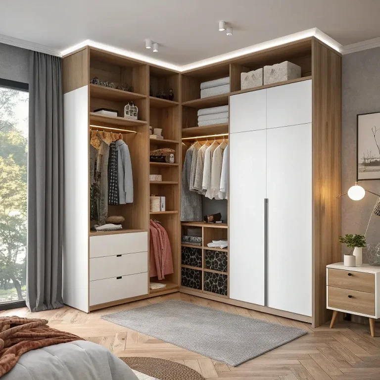 15 Functional L Shape Wardrobe Design Ideas for Storage