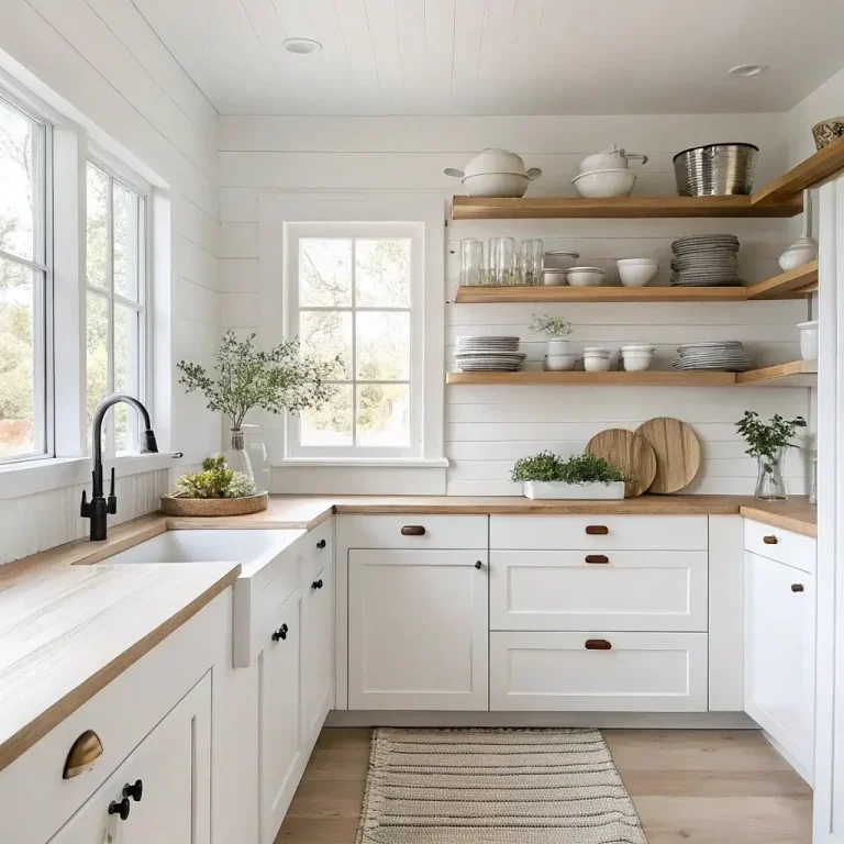15 Delightful White Farmhouse Kitchen Ideas and Budget Tips