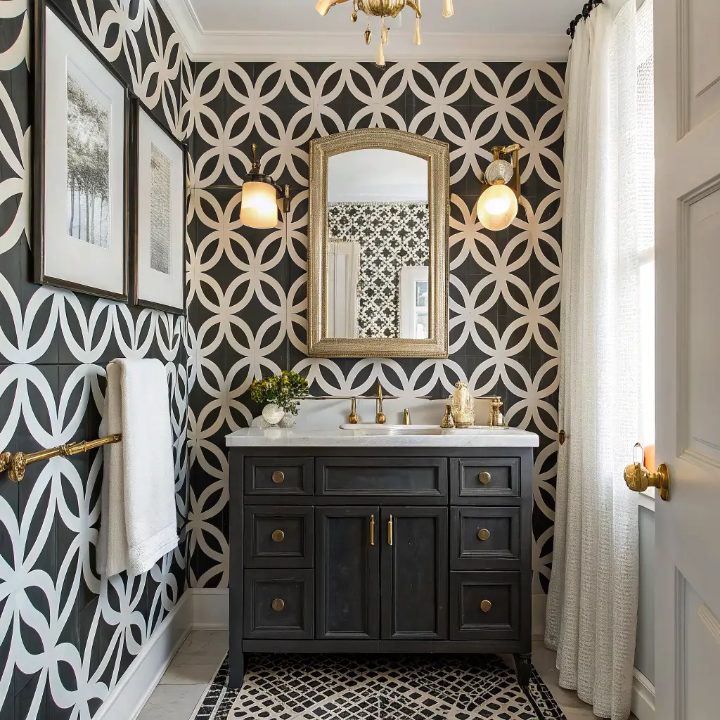 15 Creative Black And White Wallpaper Bathroom Ideas To Try 15 Creative Black And White Wallpaper Bathroom Ideas To Try