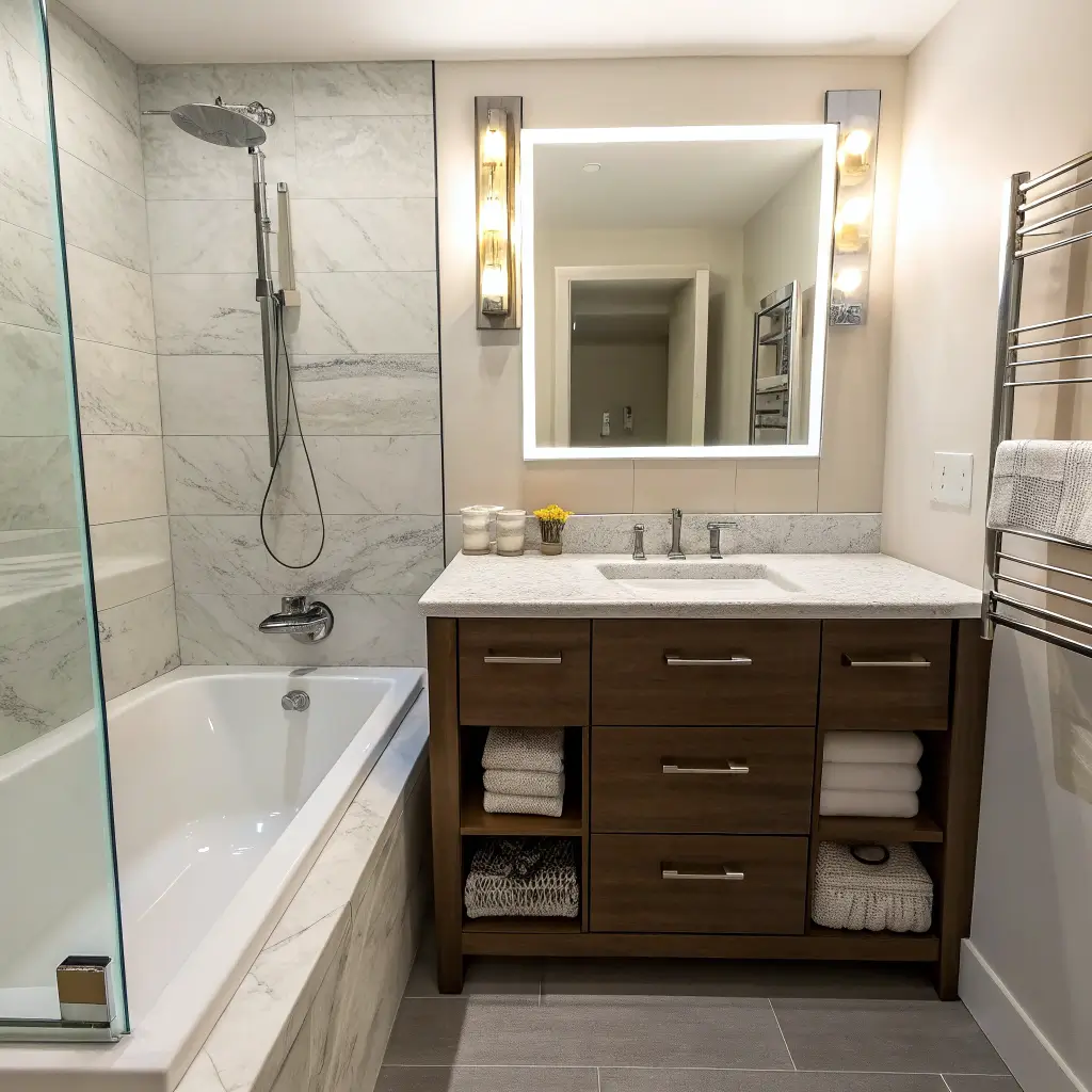 14 Modern Small Bathroom Ideas with Tub and Space Hacks