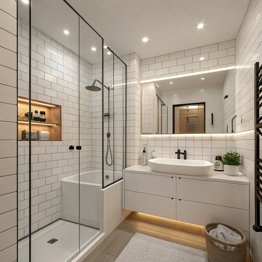 14 Modern Small Bathroom Ideas with Tub and Space Hacks
