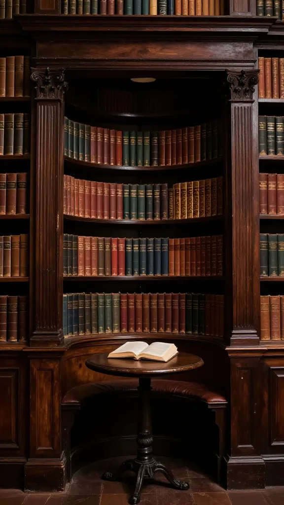 High-quality photo representing: 7. Dark Academia Library Nook